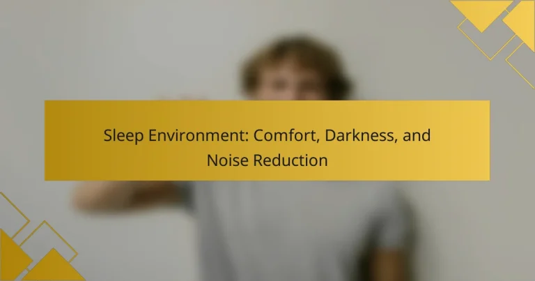 Sleep Environment: Comfort, Darkness, and Noise Reduction
