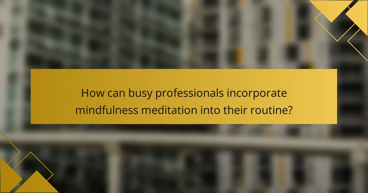 How can busy professionals incorporate mindfulness meditation into their routine?