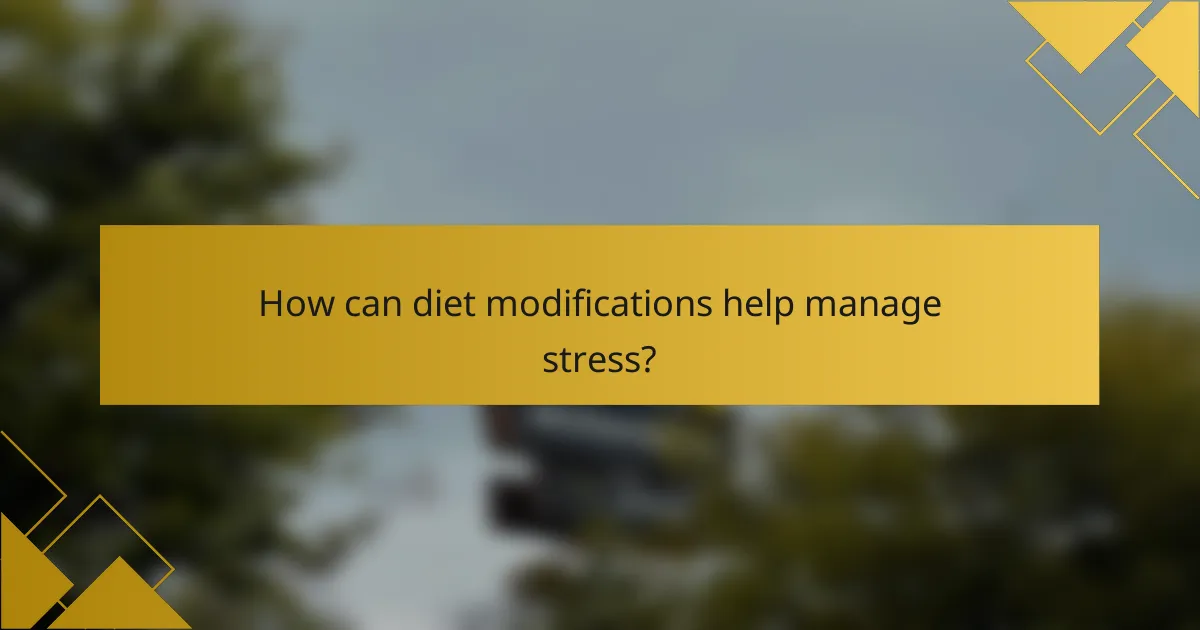 How can diet modifications help manage stress?