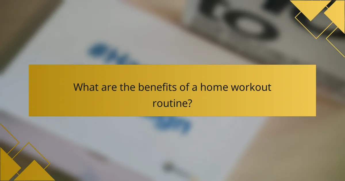 What are the benefits of a home workout routine?