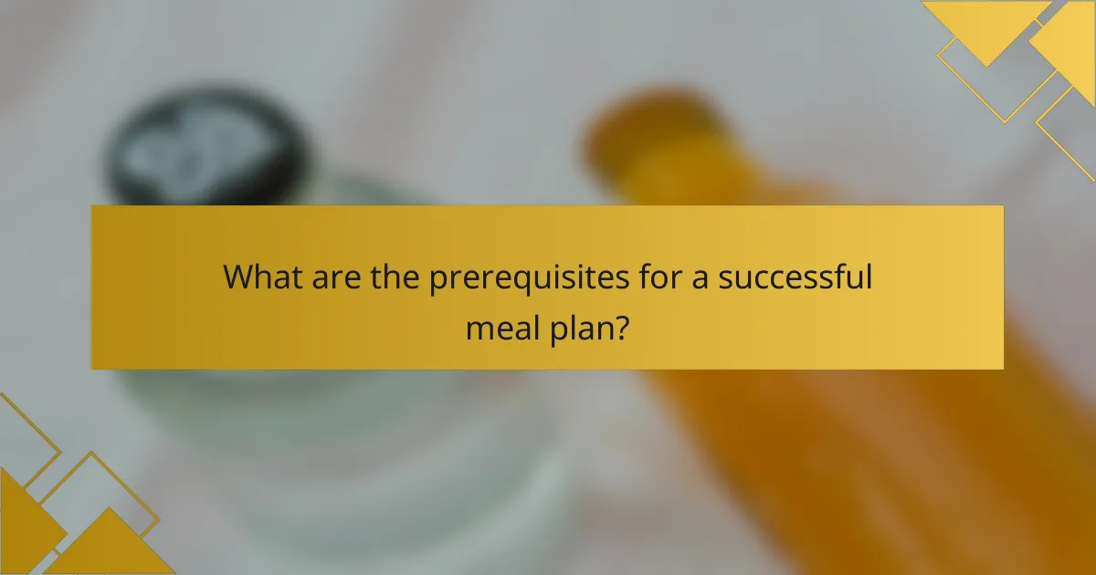What are the prerequisites for a successful meal plan?